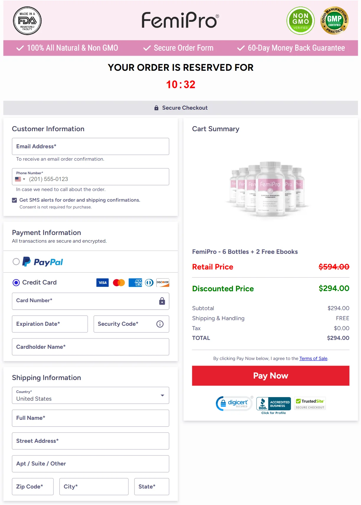 FemiPro order page 3